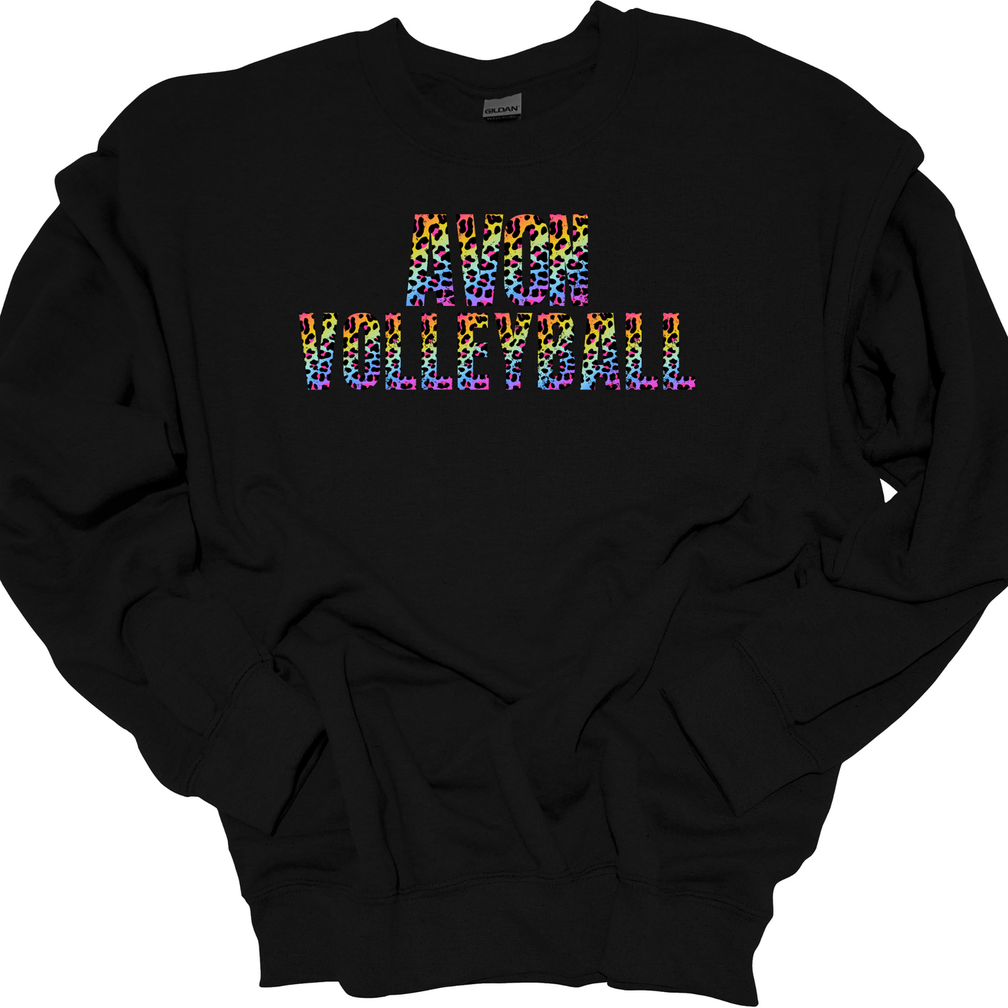 AVON VOLLEYBALL RAINBOW LEOPARD CREWNECK