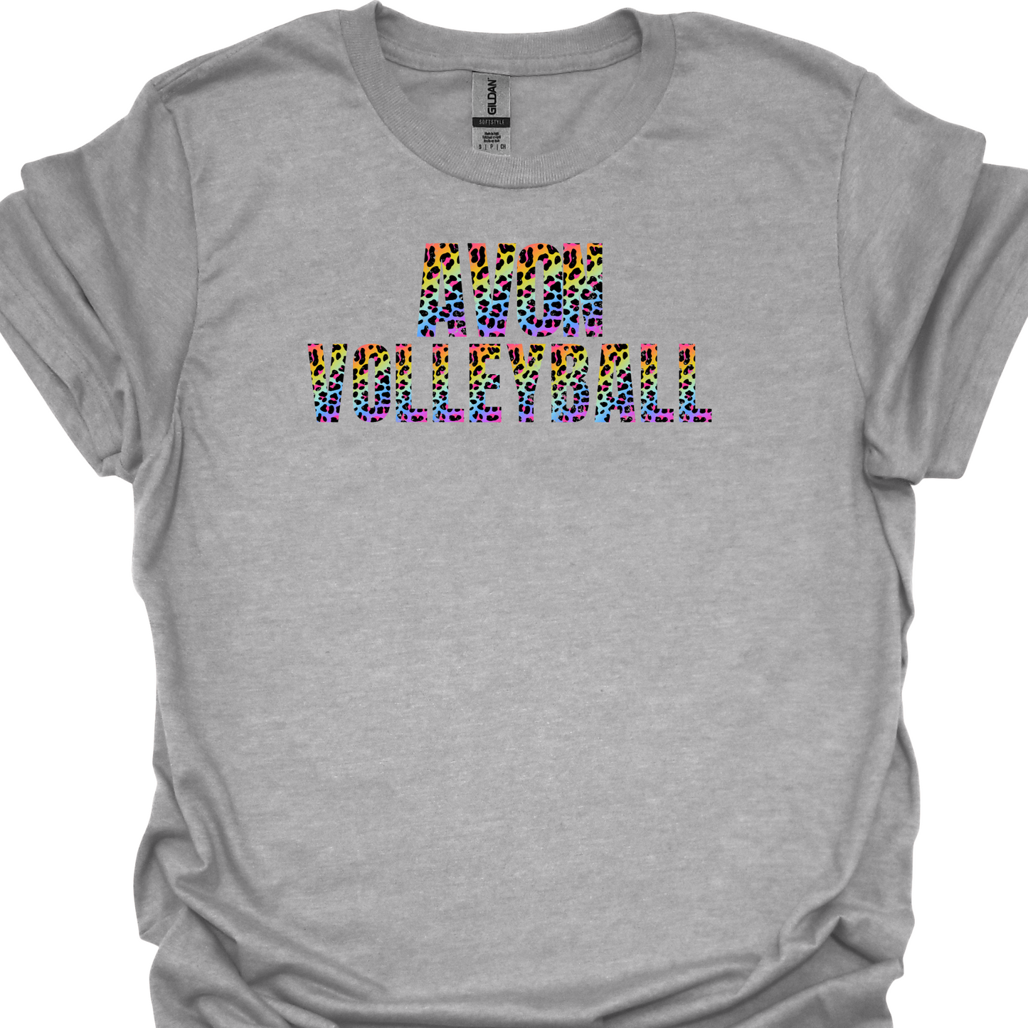 AVON VOLLEYBALL RAINBOW LEOPARD TSHIRT