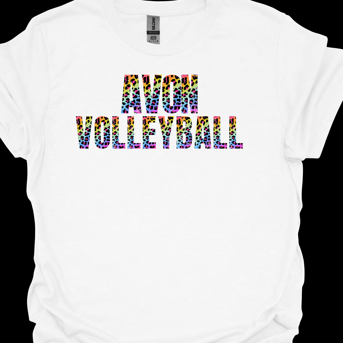 AVON VOLLEYBALL RAINBOW LEOPARD TSHIRT