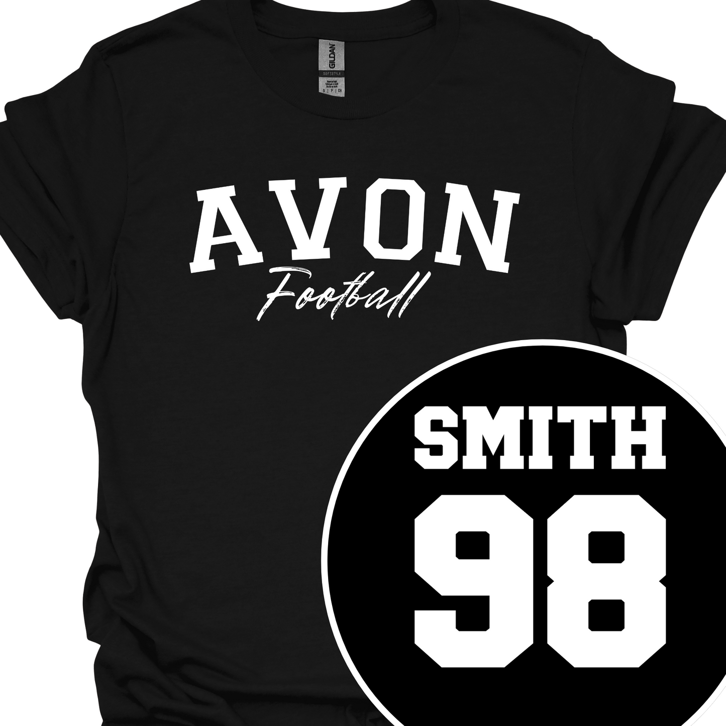 AVON FOOTBALL (CUSTOM BACK NAME AND NUMBER) SOLID TSHIRT