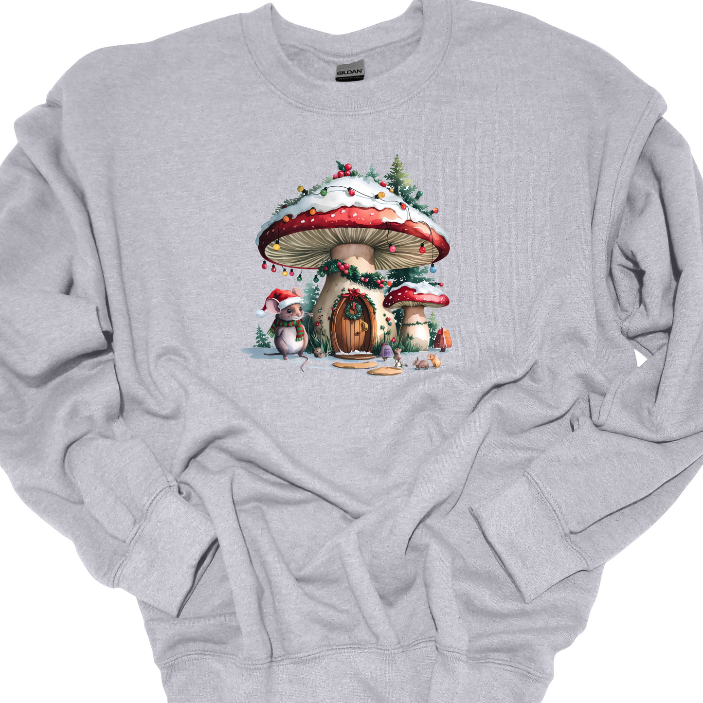 CHRISTMAS SHROOM W MOUSE CREWNECK