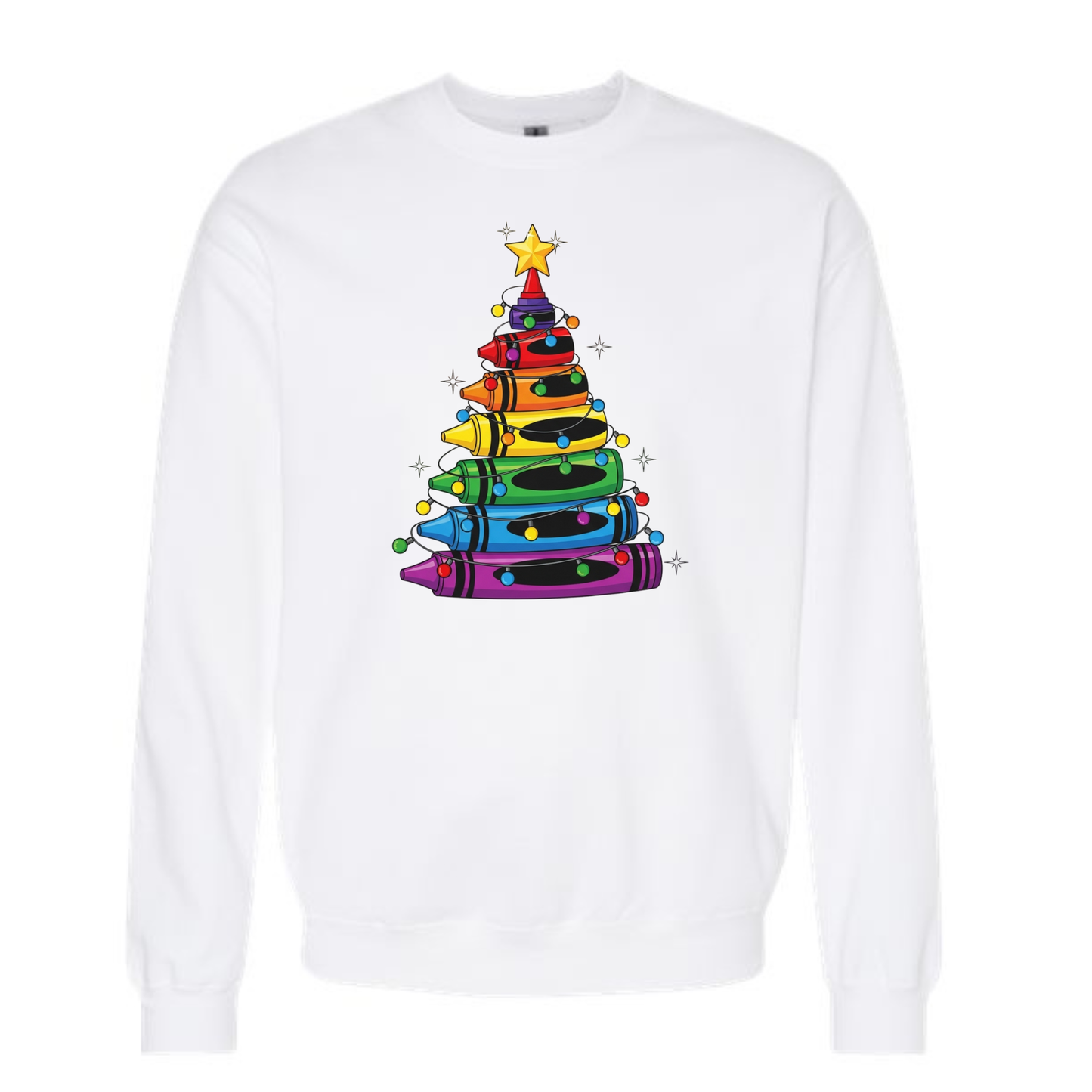 CRAYON CHRISTMAS TREE CREWNECK SWEATSHIRT
