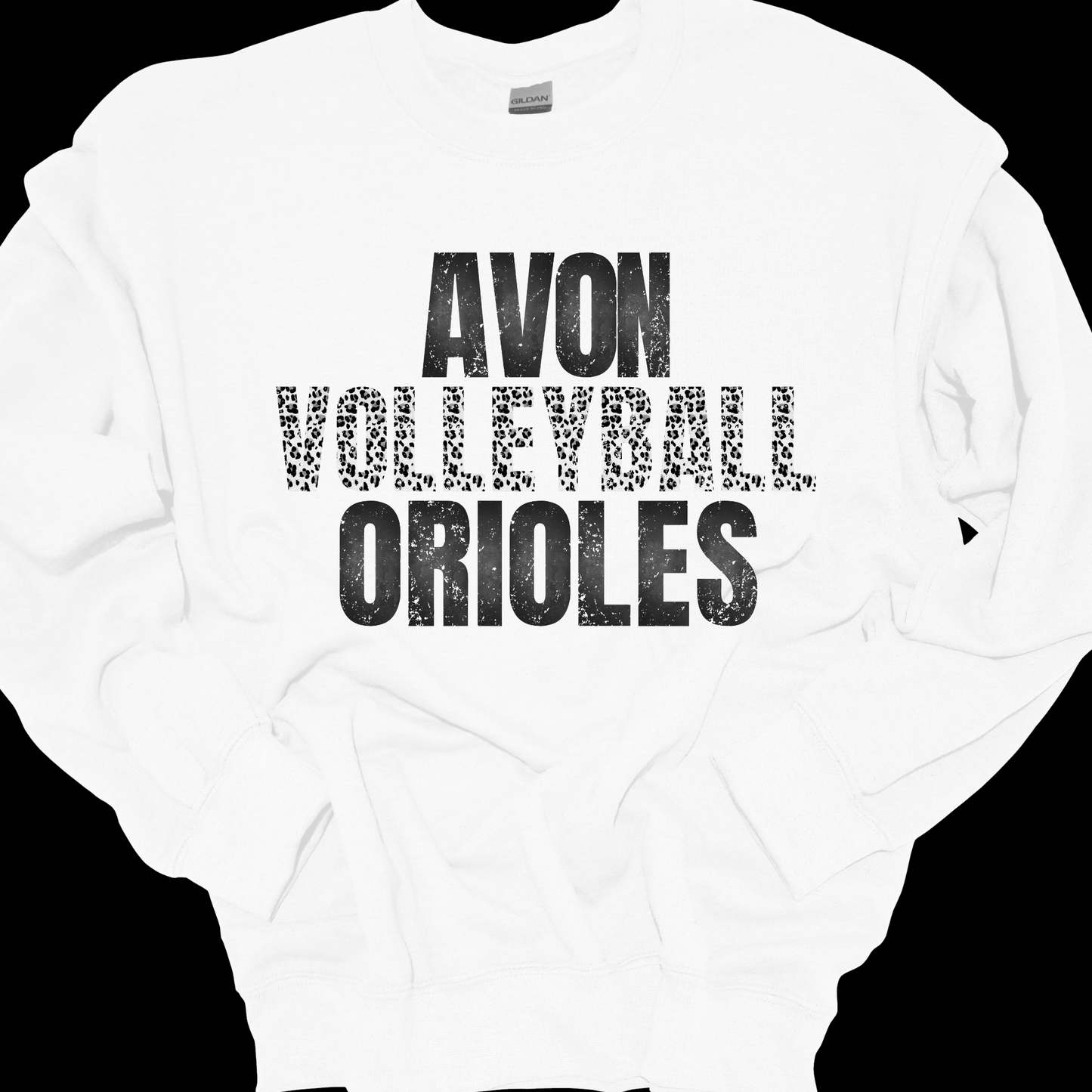 AVON ORIOLES VOLLEYBALL GREY LEOPARD CREWNECK