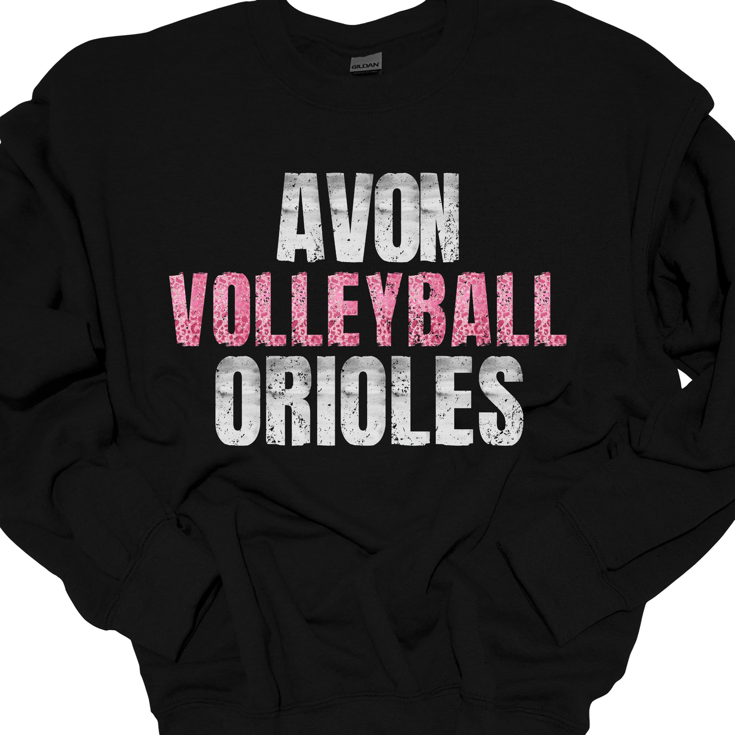 AVON ORIOLES VOLLEYBALL PINK LEOPARD CREWNECK