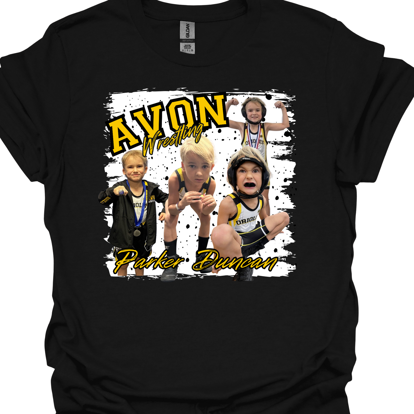 AVON WRESTLING (CUSTOM WITH NAME,AND UP TO 4 PICTURES) TSHIRT