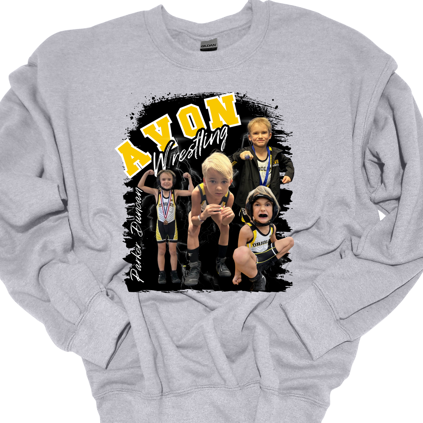 AVON WRESTLING (CUSTOM WITH NAME AND UP TO 4 PHOTOS) CREWNECK