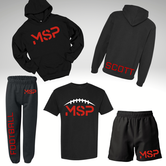 MSP - BIG FOOTBALL BUNDLE #2 - Customized Pullover Hoodie, Sweats, T-shirt & Shorts Set