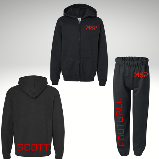 MSP - SMALL FOOTBALL BUNDLE #2 - Customized Zip Up Hoodie & Sweats