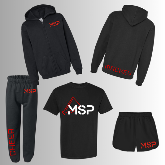 MSP - BIG CHEER BUNDLE #1 - Customized Zip Up Hoodie, Sweats, T-shirt & Shorts Set