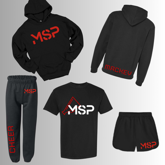 MSP - BIG CHEER BUNDLE #2 - Customized Pullover Hoodie, Sweats, T-shirt & Shorts Set