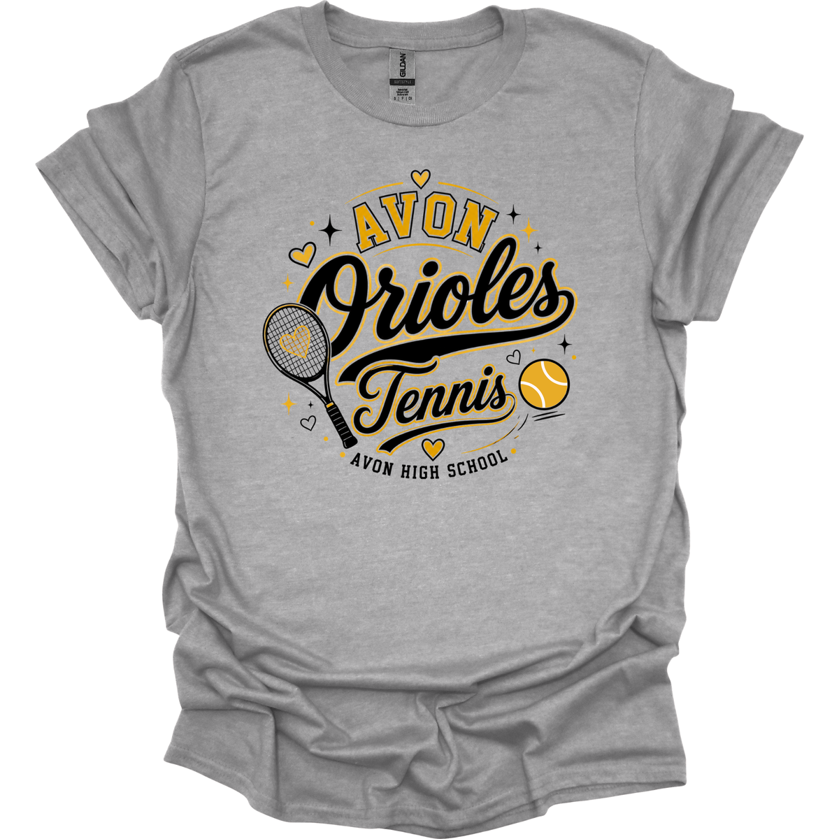 AVON TENNIS HEARTS2 BLACK TEXT