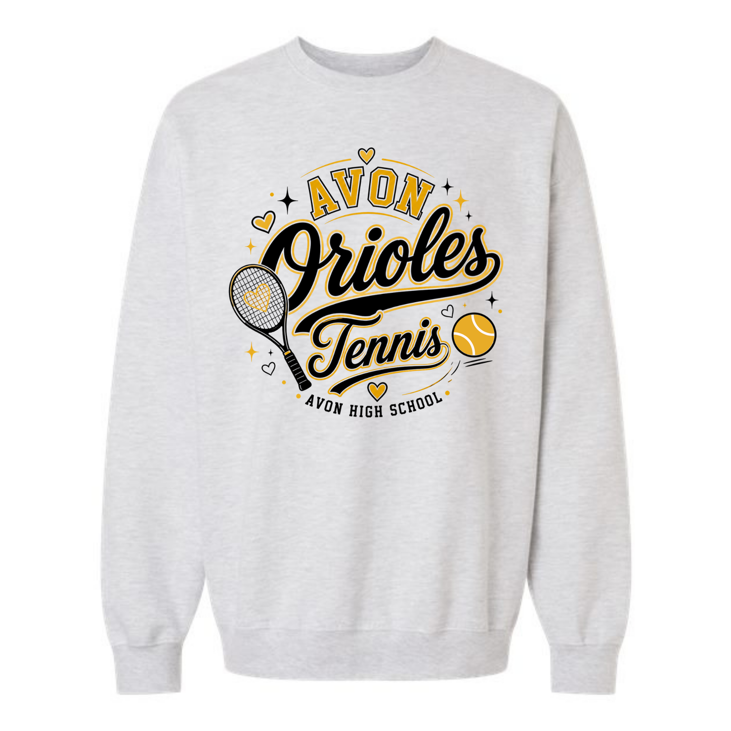 AVON TENNIS HEARTS2 BLACK TEXT