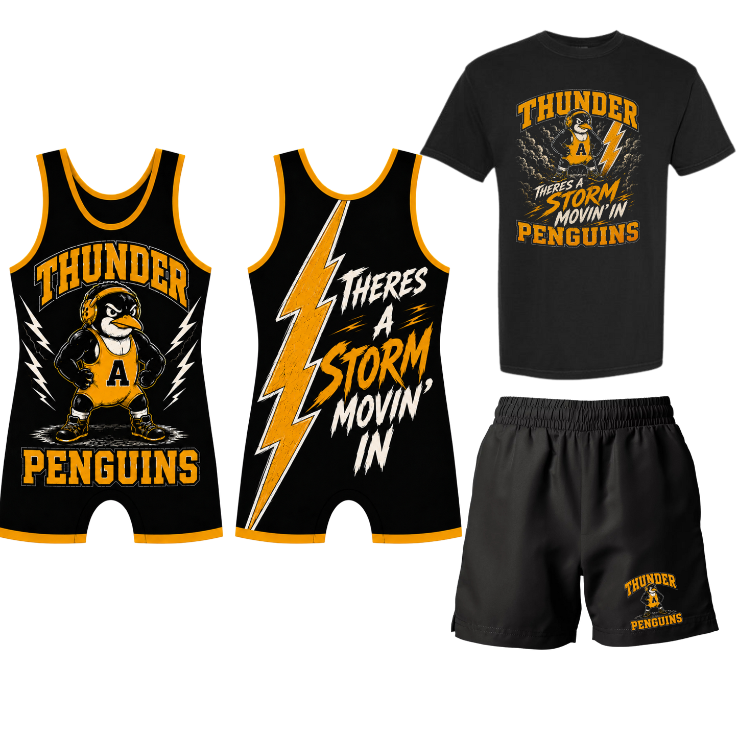 AWC THUNDER PENGUINS - SINGLET + SHIRT + SHORTS BUNDLE