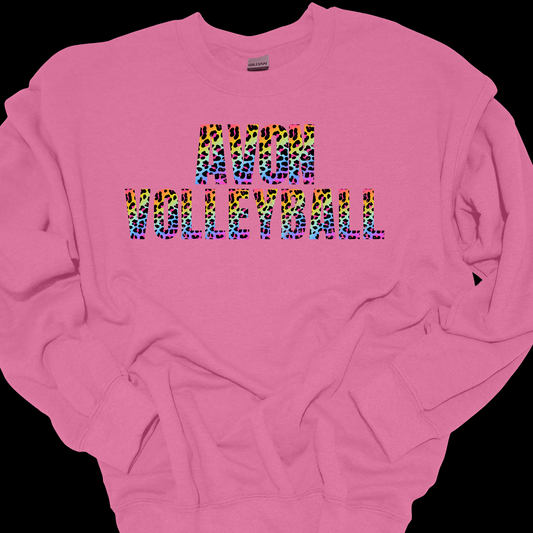 AVON VOLLEYBALL RAINBOW LEOPARD CREWNECK