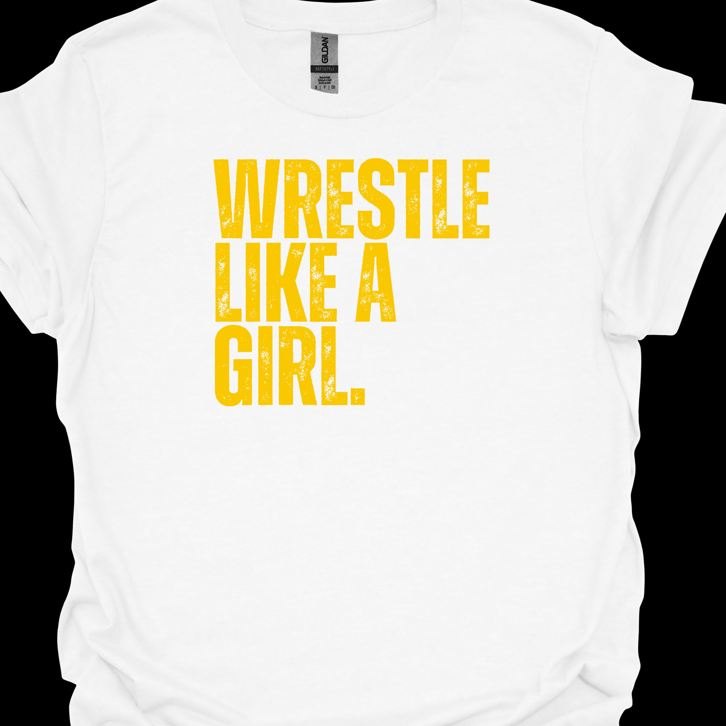 WRESTLE LIKE A GIRL DISTRESSED (PINK AND YELLOW DESIGNS)