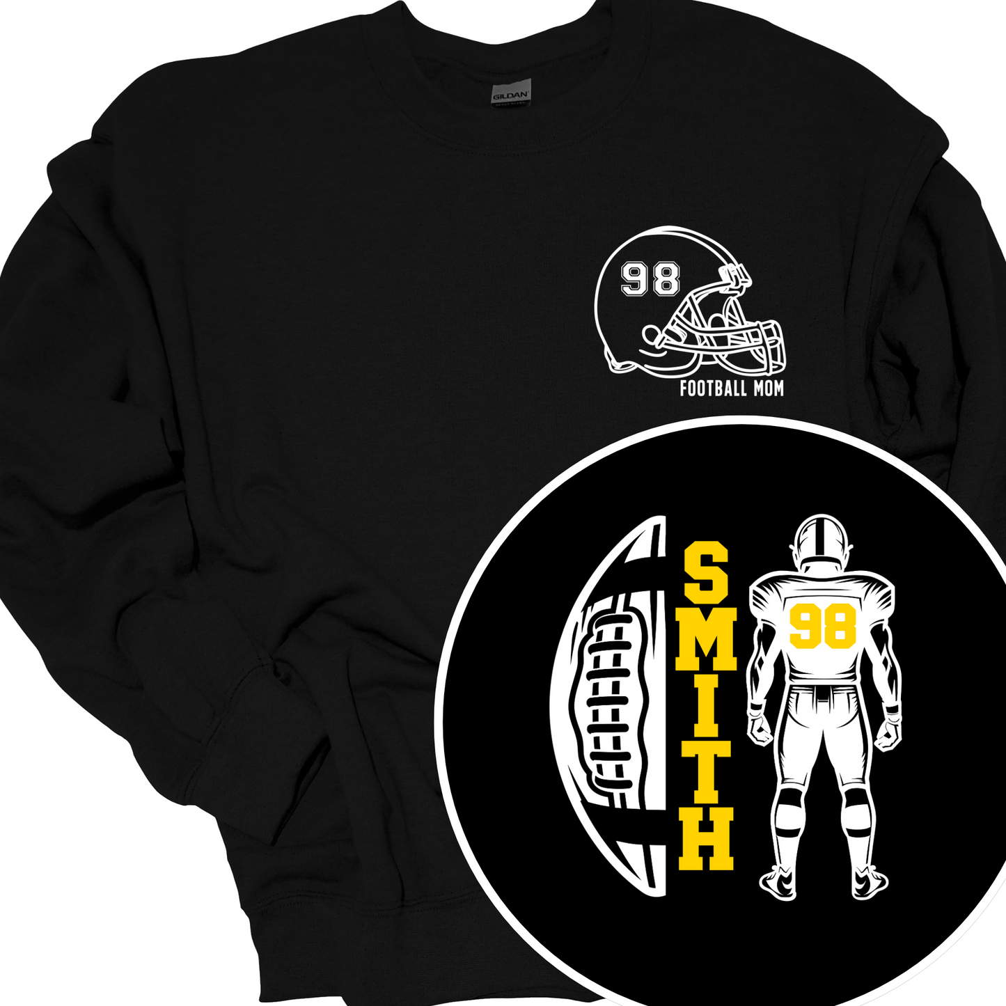 AVON HALF FOOTBALL FULL PLAYER (CUSTOM NAME AND NUMBER) CREWNECK