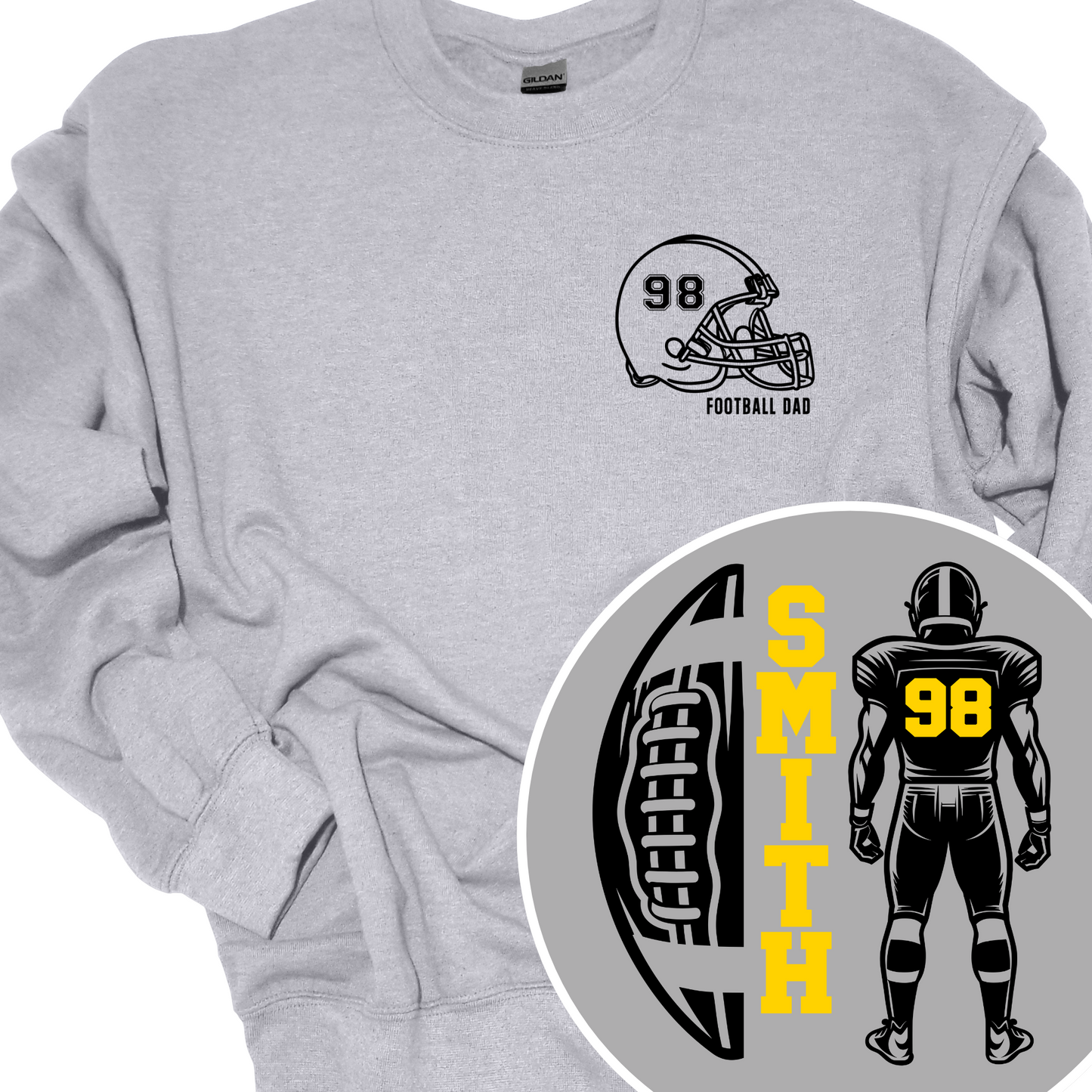 AVON HALF FOOTBALL FULL PLAYER (CUSTOM NAME AND NUMBER) CREWNECK