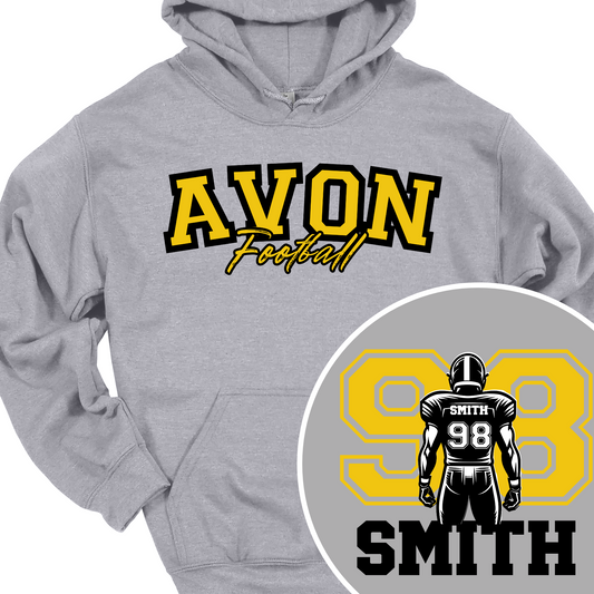 AVON FOOTBALL PLAYER (CUSTOM BACK NAME AND NUMBER) HOODIE