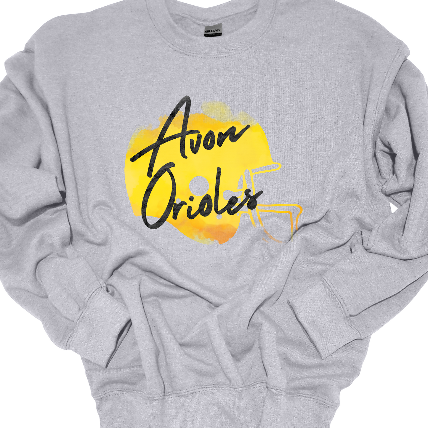 AVON ORIOLES FADED YELLOW HELMET CREWNECK