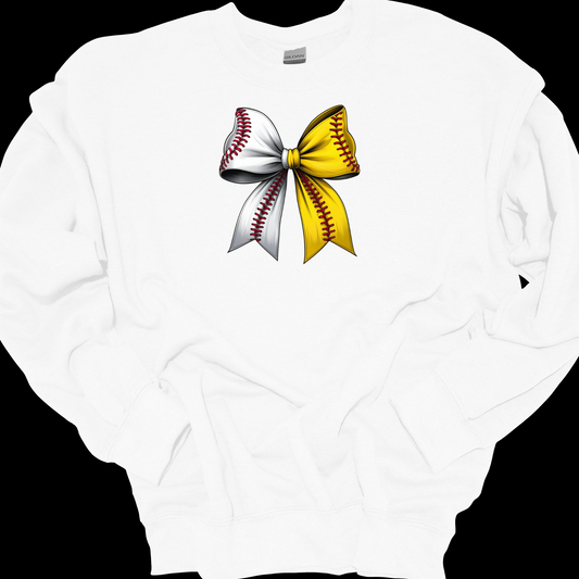 BASEBALL/SOFTBALL SPLIT BOW CREWNECK