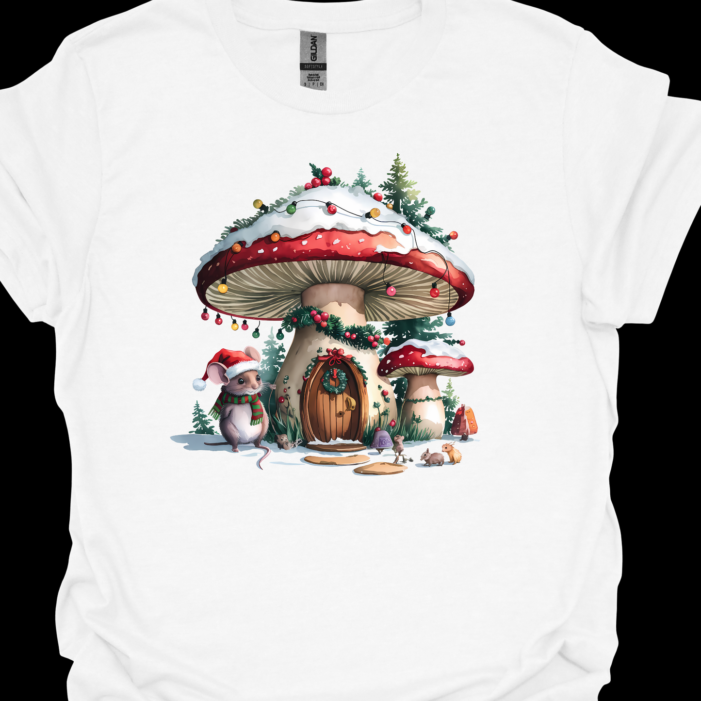 CHRISTMAS SHROOM W MOUSE TSHIRT