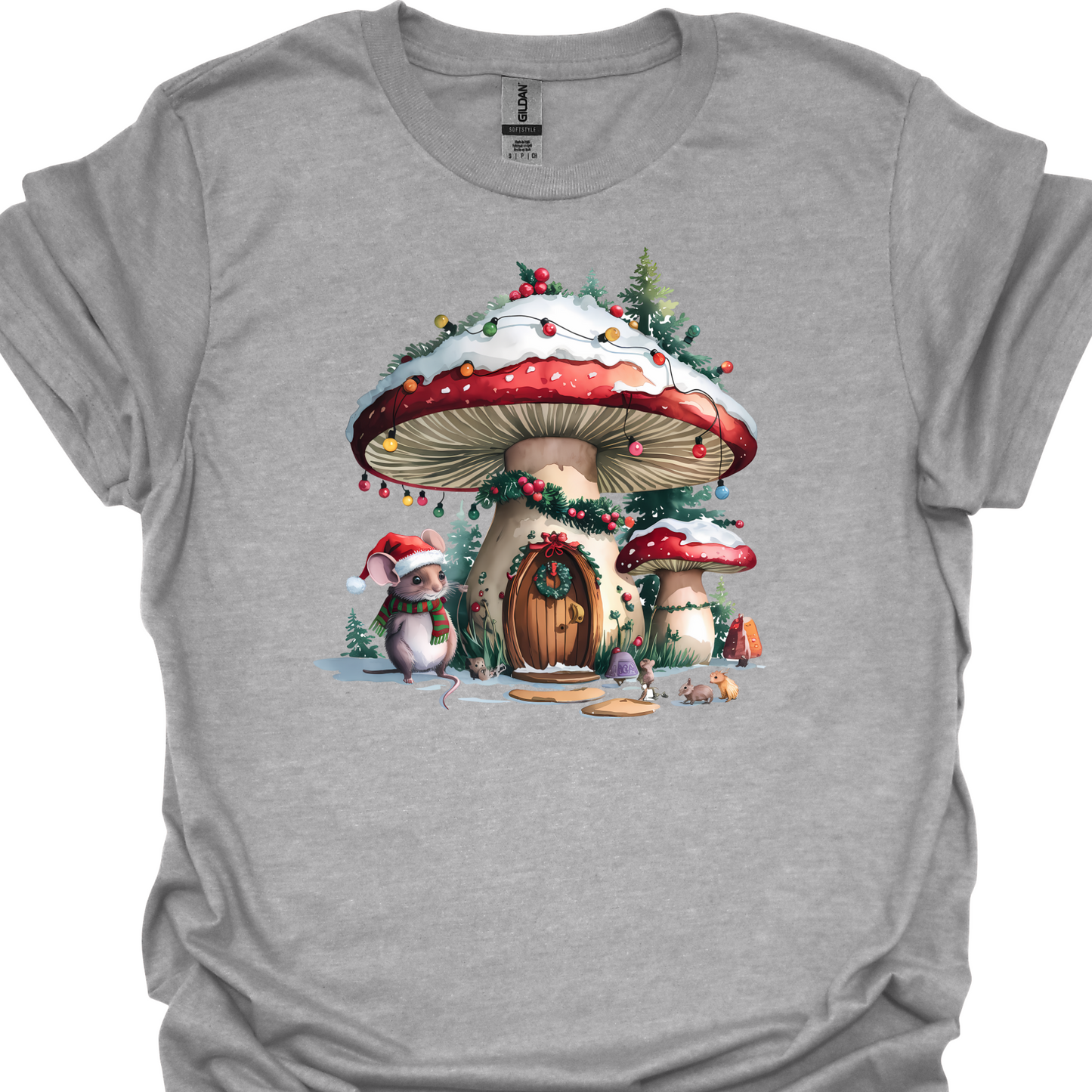 CHRISTMAS SHROOM W MOUSE TSHIRT