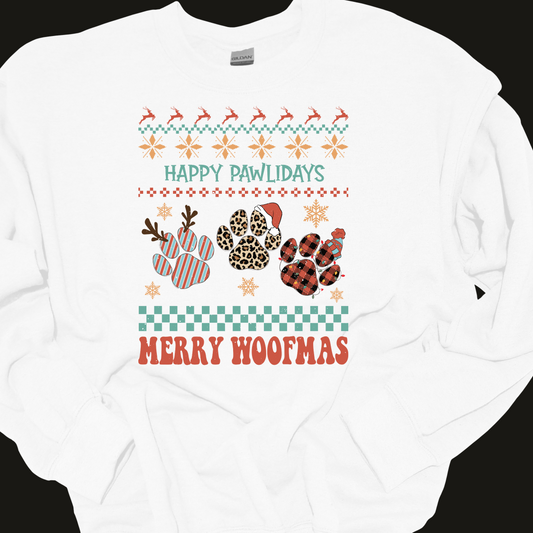 (IBDR) HAPPY PAWLIDAYS CREWNECK