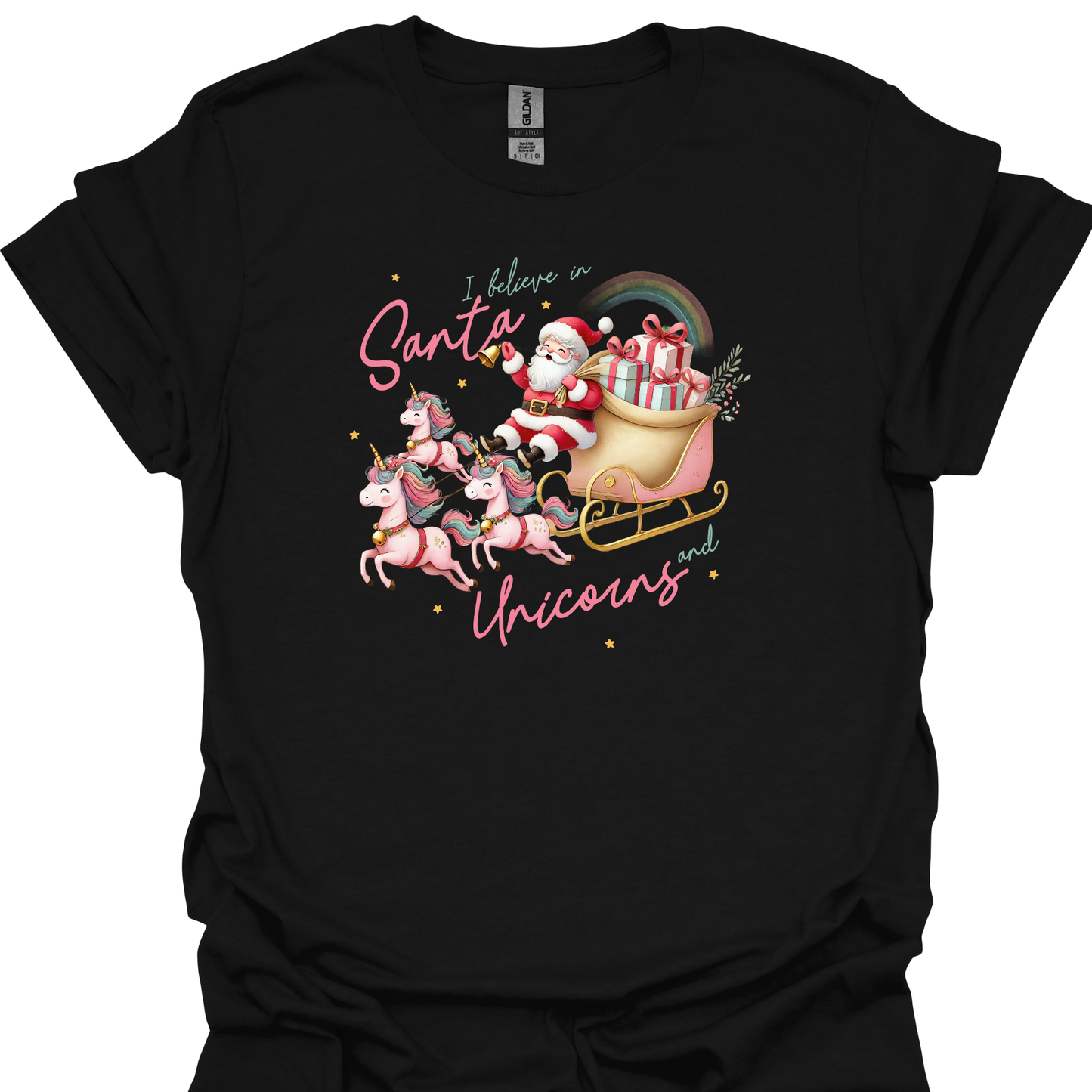 SANTA AND UNICORNS TSHIRT