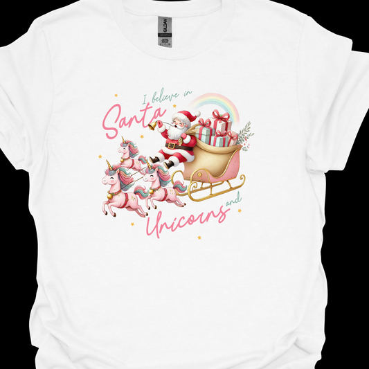 SANTA AND UNICORNS TSHIRT