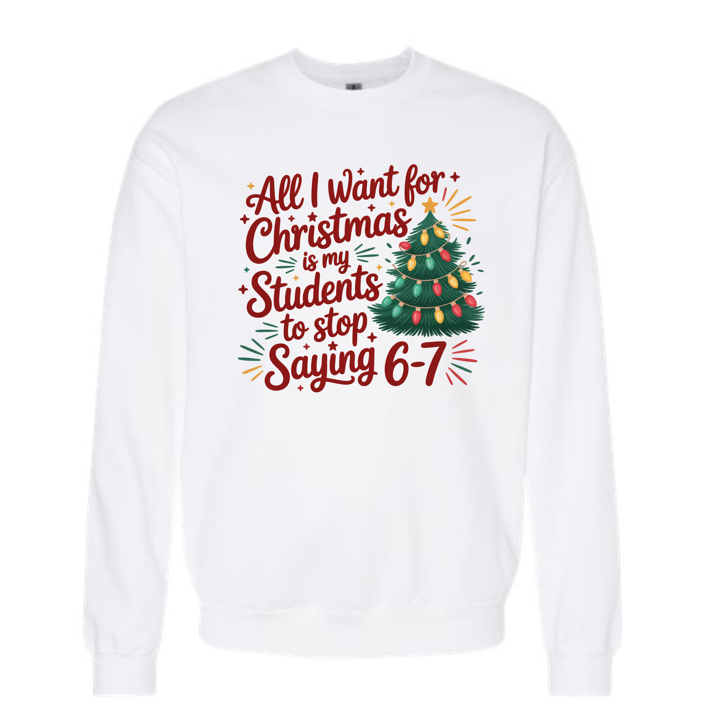 TEACHER ALL I WANT FOR CHRISTMAS CREWNECK SWEATSHIRT
