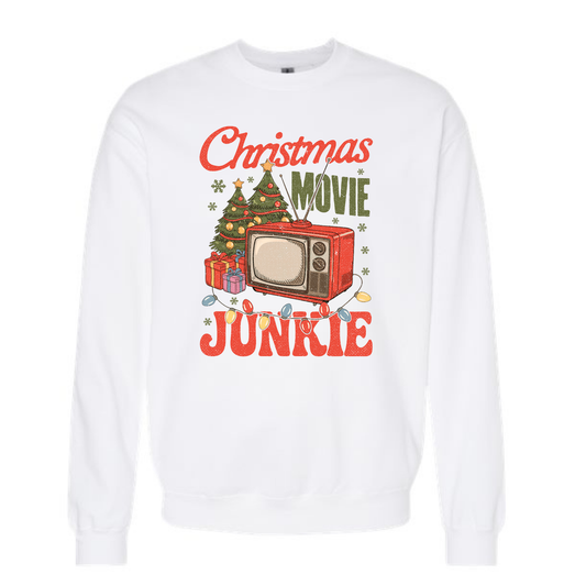 CHRISTMAS MOVIE JUNKIE CREWNECK SWEATSHIRT