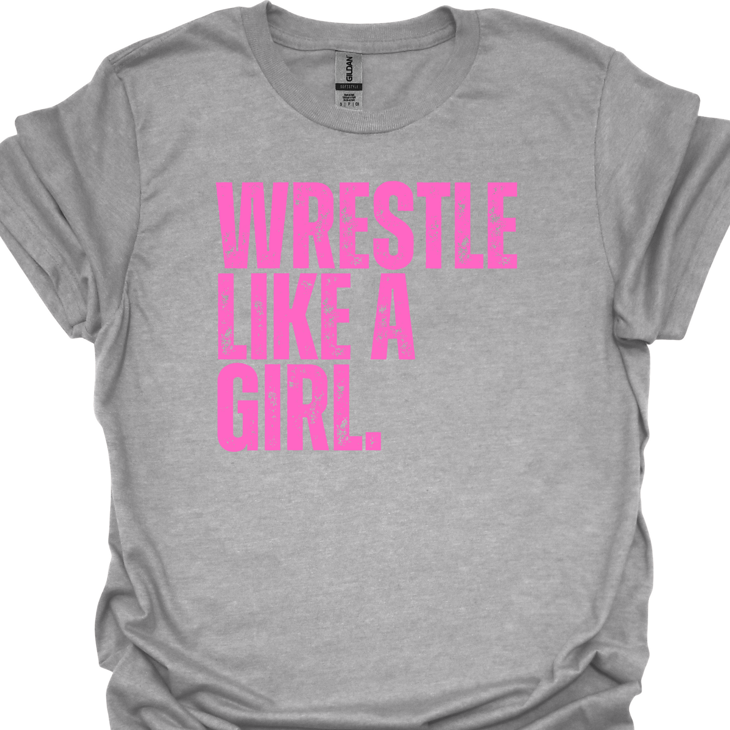 WRESTLE LIKE A GIRL DISTRESSED (PINK AND YELLOW DESIGNS)