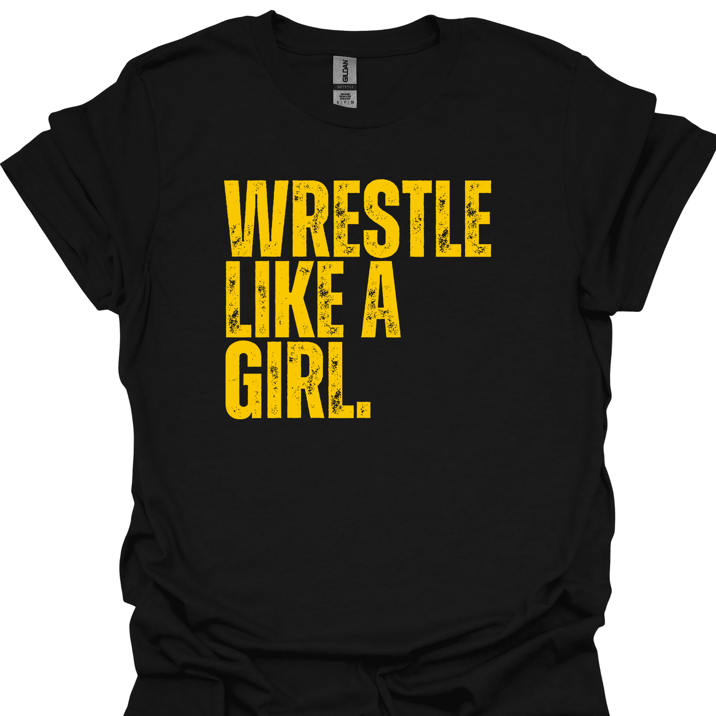 WRESTLE LIKE A GIRL DISTRESSED (PINK AND YELLOW DESIGNS)