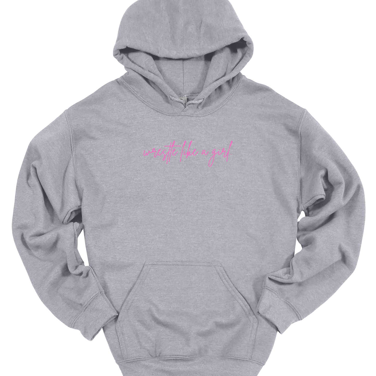 WRESTLE LIKE A GIRL PINK (CURSIVE) HOODIE