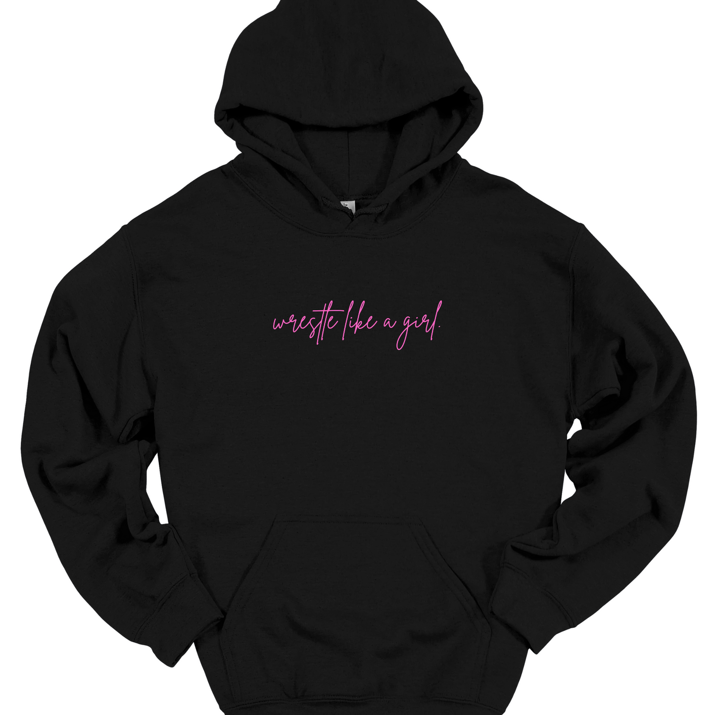 WRESTLE LIKE A GIRL PINK (CURSIVE) HOODIE
