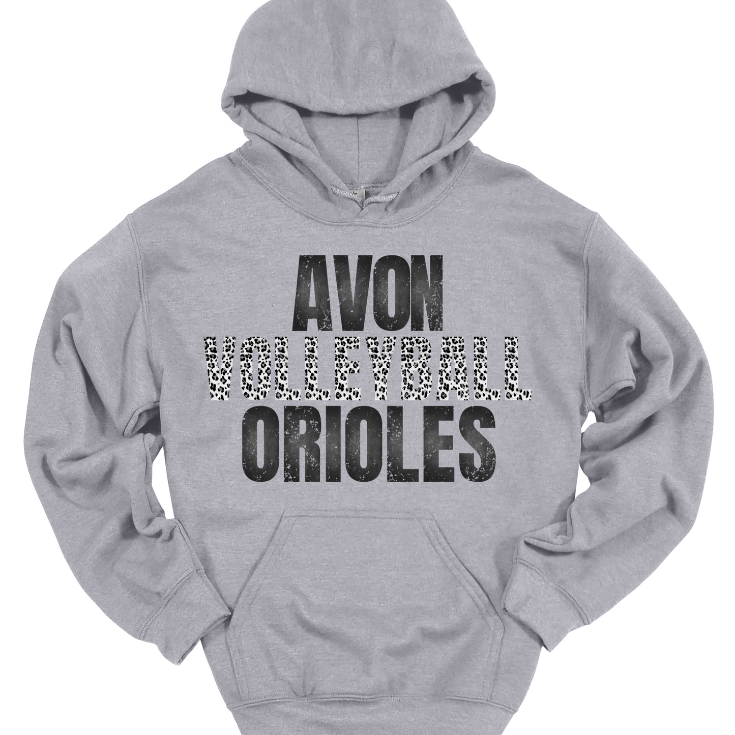 AVON ORIOLES VOLLEYBALL GREY LEOPARD HOODIE