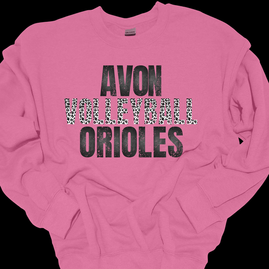 AVON ORIOLES VOLLEYBALL GREY LEOPARD CREWNECK