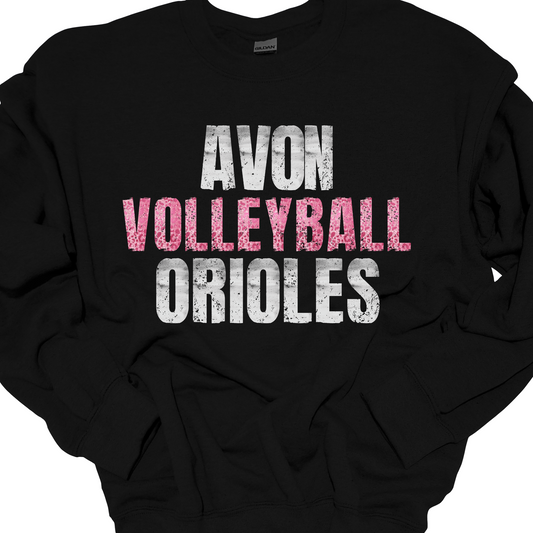 AVON ORIOLES VOLLEYBALL PINK LEOPARD CREWNECK