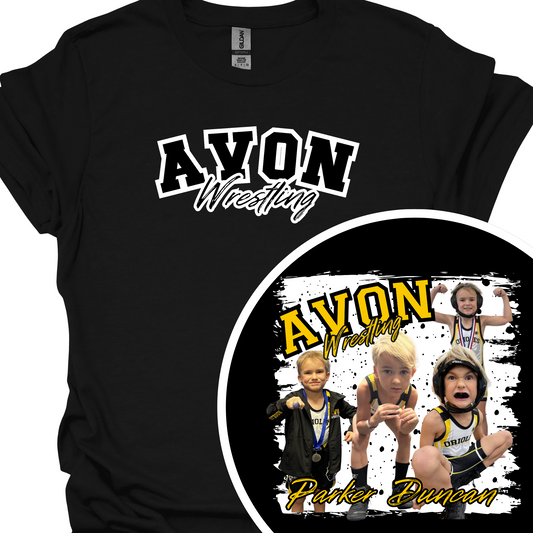 AVON WRESTLING (CUSTOM WITH NAME,AND UP TO 4 PICTURES) TSHIRT